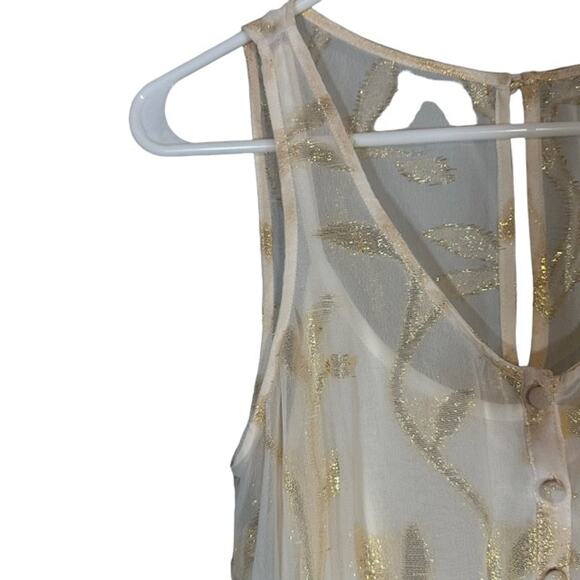 The Addison Story Anthro Cream & Gold Sleeveless Peplum Blouse Women Sz S - Picture 5 of 11